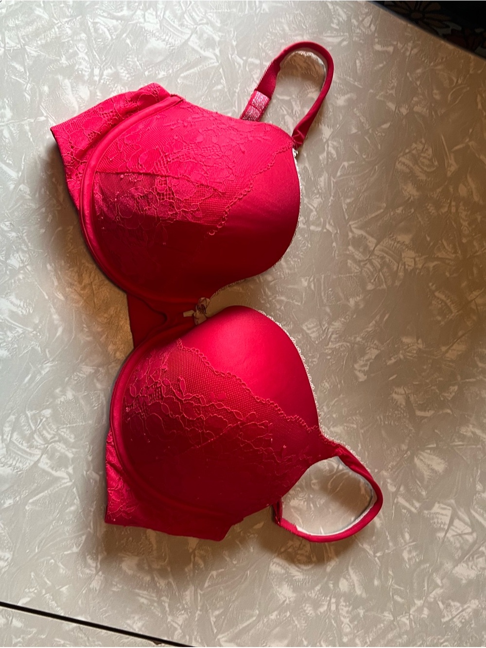 Victoria's Secret Hot Pink Lace-Accent T-Shirt Bra